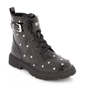 DKNY Big Girls Balck Ava Dila Moto Side Zipper Boots Size 5‎